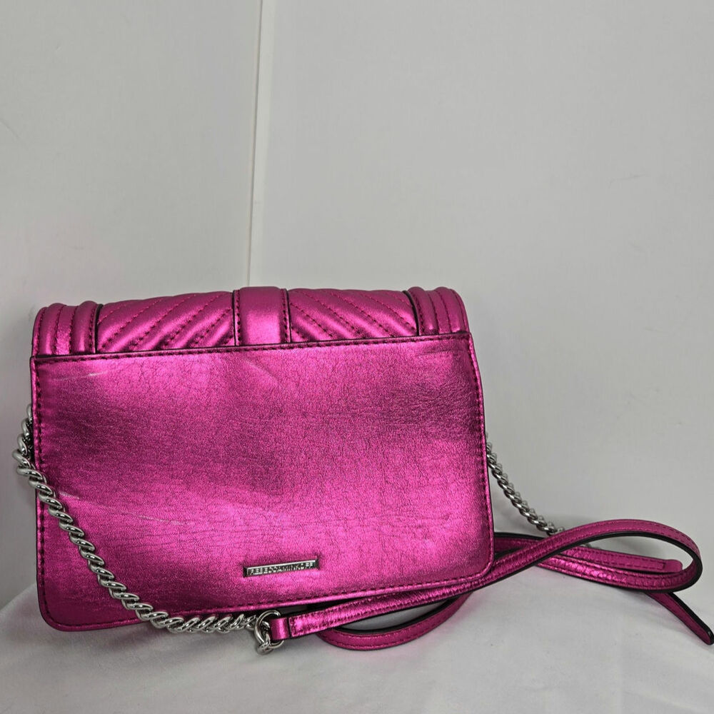 Rebecca Minkoff Metallic Fuchsia Quilted Chain Crossbody - Picture 2 of 16